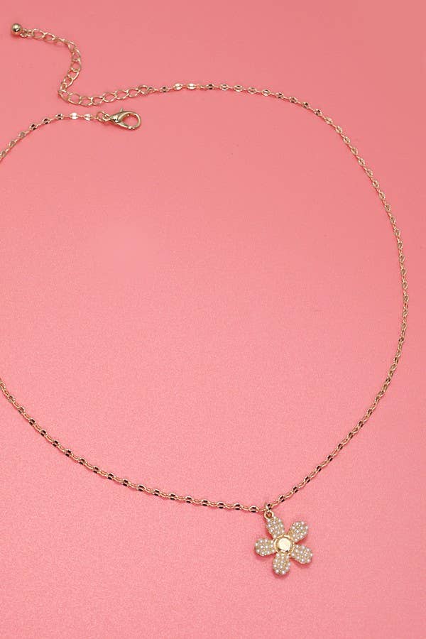 Gold Pearl Flower Necklace