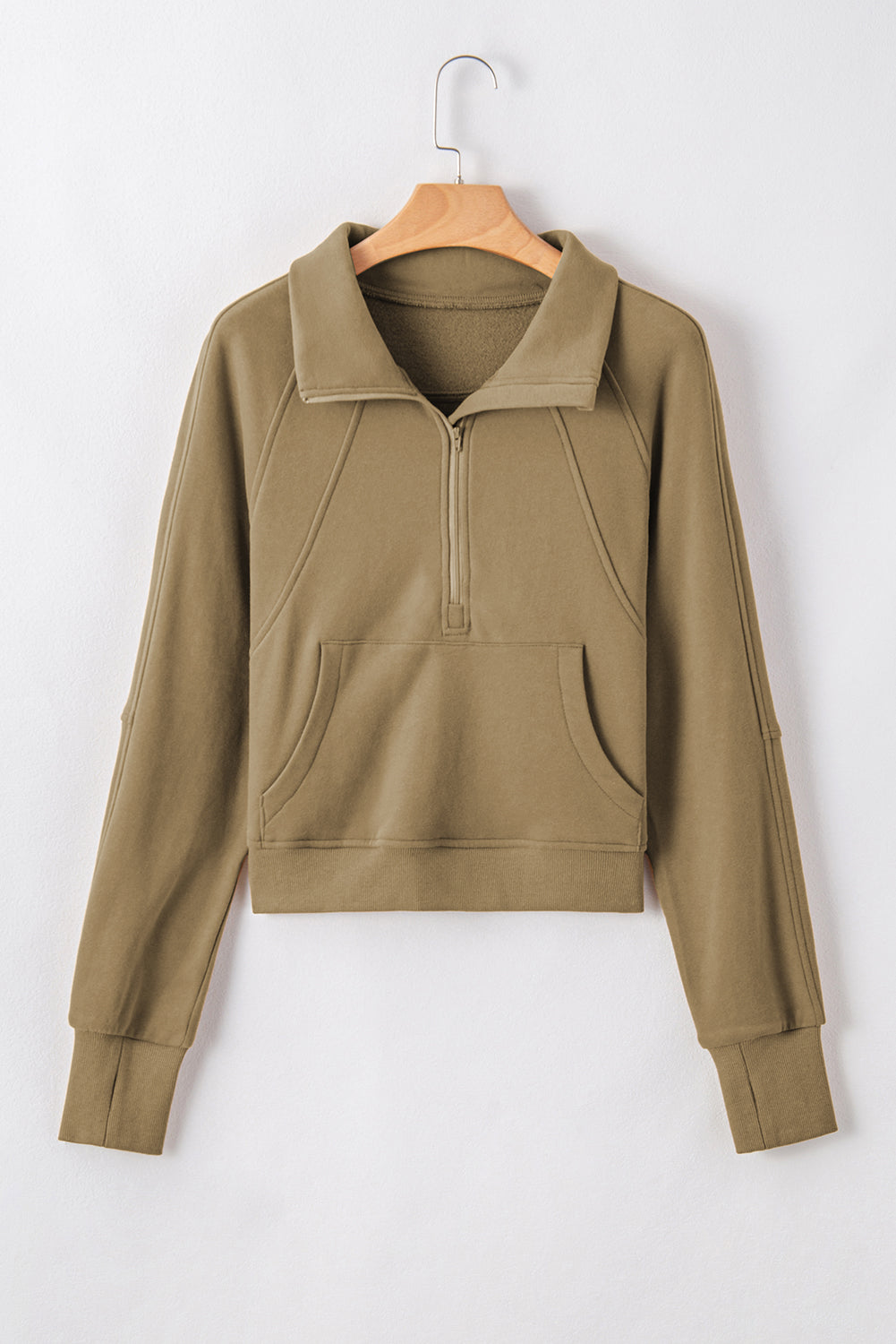 Camel Fleece Lined Quarter Zip Sweatshirt