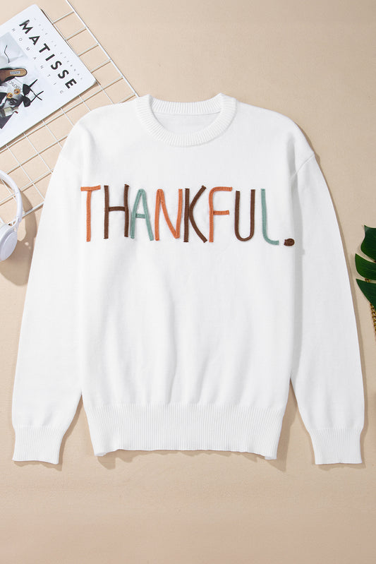 Thankful Embroidered Sweater