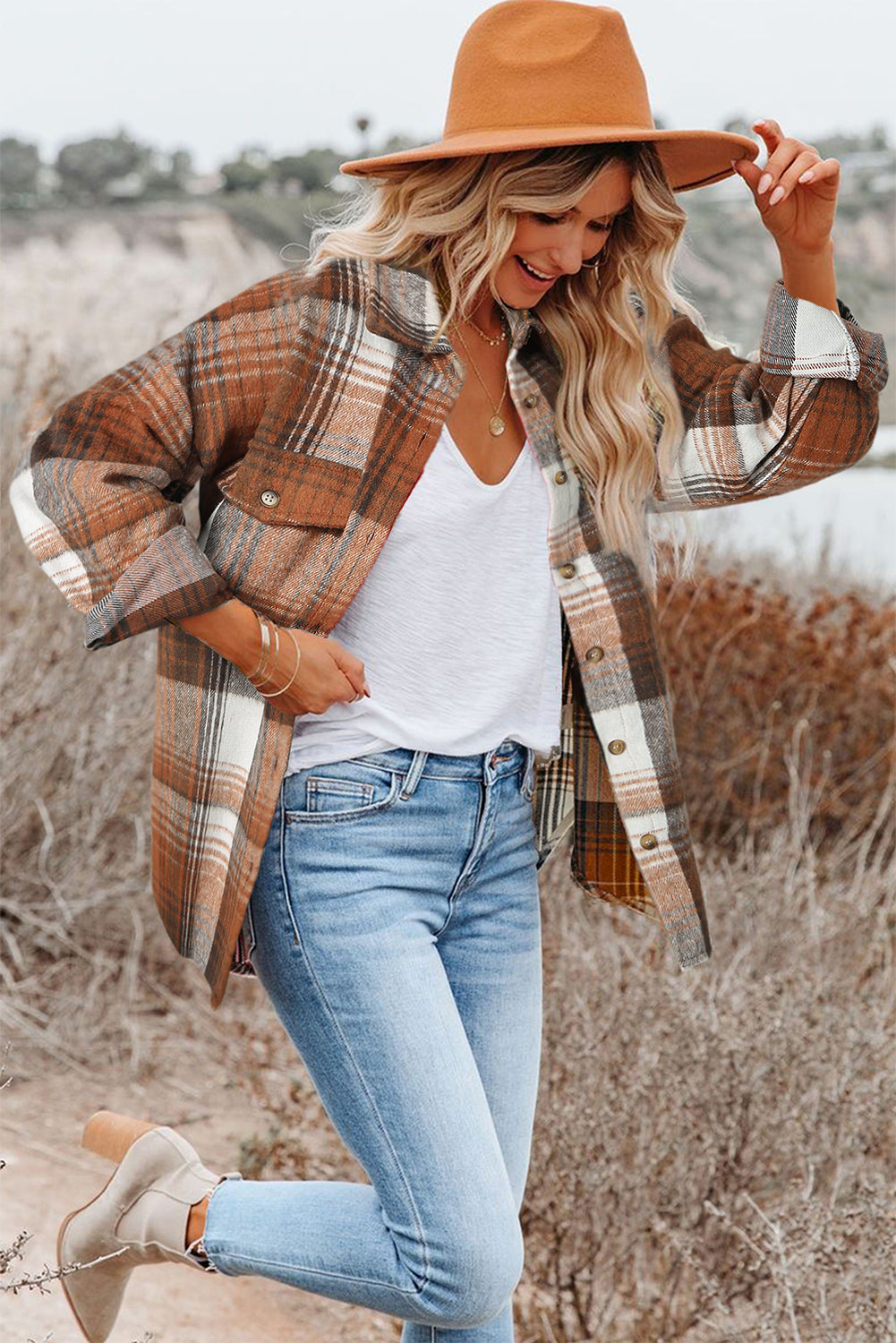 Brown Plaid Shacket